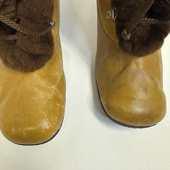Vintage Alpine Shearling-Lined Leather Winter Boots, Made in Spain, Size 7.5M - Picture 9 of 9